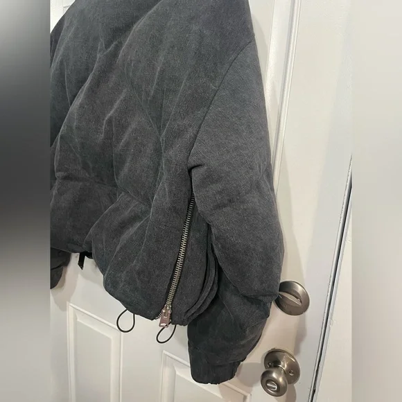 AGOLDE Relaxed 
Nova Denim Puffer In Marbled Blk (washed BIk) Puffer Jacket XS - Picture 9 of 16